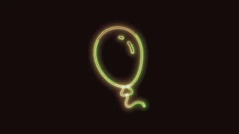 Balloon Icon Neon Seamless Loop 4K (Black Background) 스톡 동영상 310357150