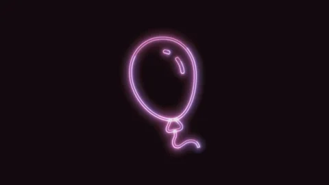 Balloon Icon Neon Seamless Loop with Black Background 4K 스톡 동영상 311300957
