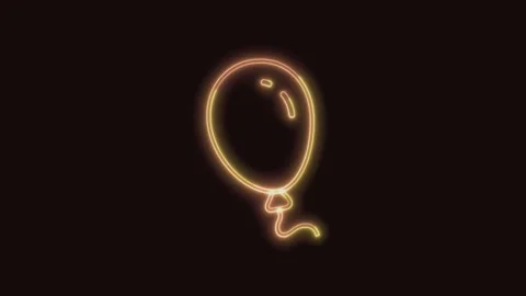 Balloon Icon Neon Seamless Loop with Black Background 4K 스톡 동영상 311429429