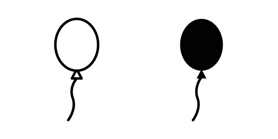 Balloon icon silhouette vector set. thin line pack Stock Illustration
