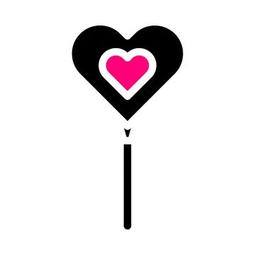 Balloon icon solid black pink style valentine illustration vector element a.. Stock Illustration
