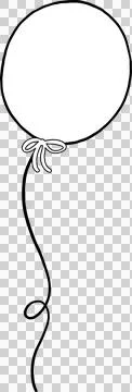 Balloon Illustration with Bow and String Outline Doodle Stock Illustration