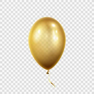 Balloon isolated on transparent background. Vector realistic gold, bronze or Stock Illustration