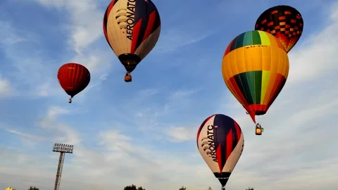 Balloon launch from the stadium Stock Footage 248294279