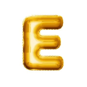Balloon letter E 3D golden foil realistic alphabet Stock-Illustration
