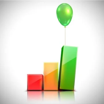 Balloon lifts the chart, vector. Ilustración de archivo