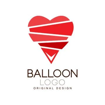 Balloon logo original design, creative badge with red heart for corporate brand Stock Illustration