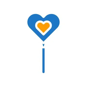 Balloon love icon solid blue orange style valentine illustration symbol per.. 스톡 일러스트