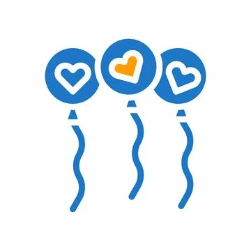 Balloon love icon solid blue orange style valentine illustration symbol per.. Stock Illustration