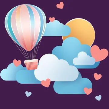 A balloon of love in the sky Stock Illustration
