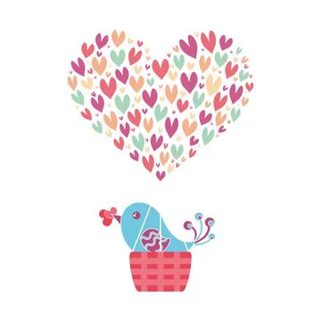 Balloon made of hearts. Vector illustration isolated on white background 스톡 일러스트