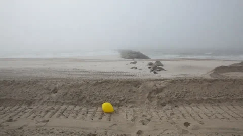 Balloon Moving Along Beach as Storm Approaches Stock Video Stock Footage