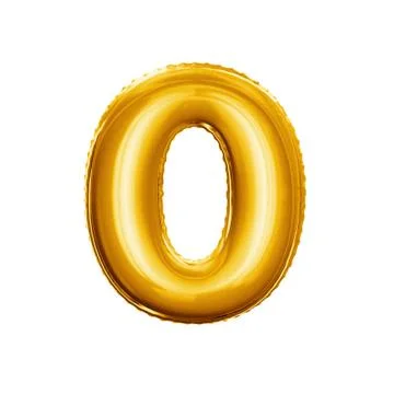 Balloon number 0 Zero 3D golden foil realistic alphabet Stock-Illustration