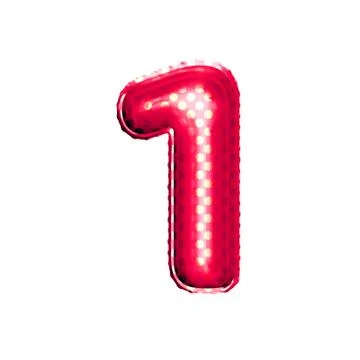 Balloon number 1 One 3D golden foil realistic alphabet Stock Illustration