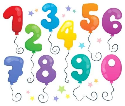 Balloon numbers theme set Stock Illustration