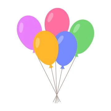 Balloon oval bundle helium with rope flat style Stock Illustration