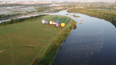 Balloon over the field Stock Footage 164600324