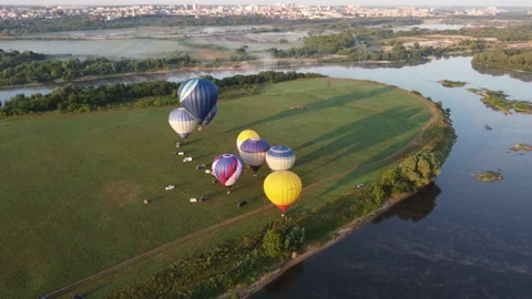 Balloon over the field Stock Footage 164699216