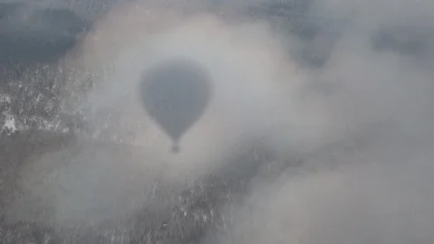 Balloon over the mountains, Bashkortostan, winter Stock Footage 102329923