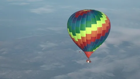 Balloon over the mountains, Bashkortostan, winter Stock Footage 102330251