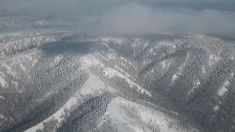 Balloon over the mountains, Bashkortostan, winter Stock Footage 102932697