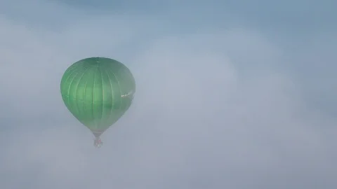 Balloon over the mountains, Bashkortostan, winter Stock Footage 102932753