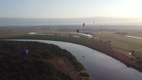 Balloon over the river Stock Footage 164607420