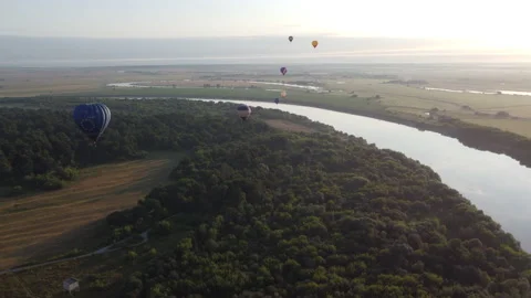 Balloon over the river Stock Footage 164615788