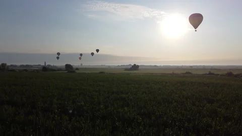 Balloon over the river Stock Footage 164626875