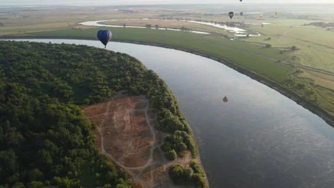 Balloon over the river Stock Footage 164627604