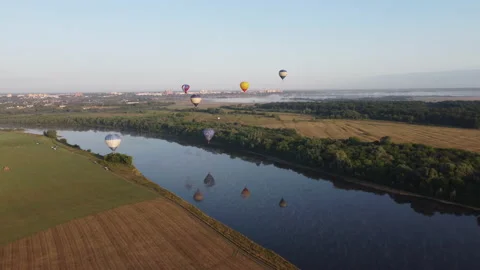 Balloon over the river Stock Footage 164697682
