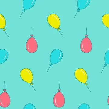 Balloon party seamless pattern, delicate pastel color pink blue Stock Illustration