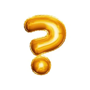 Balloon question mark 3D golden foil realistic alphabet Stock Illustration