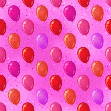 Balloon seamless background on pink Stock Illustration