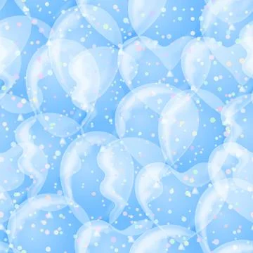 Balloon seamless background, white and blue Stock Illustration