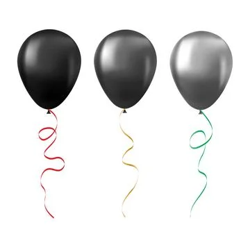 Balloon set isolated on white background Set of black balloons Stock Illustration