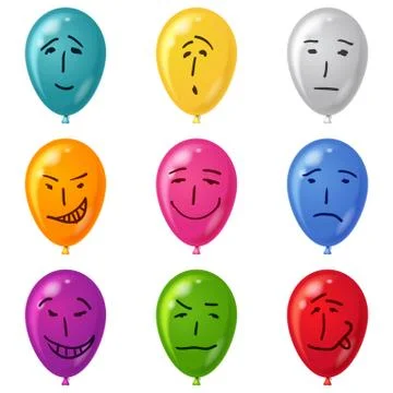 Balloon, set, smilies Stock Illustration