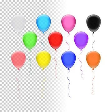 Balloon set. Vector colored balloons on transparent background. Stock Illustration