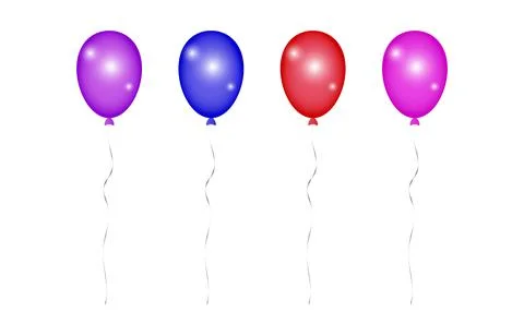 Balloon set. Vector illustration of shiny colorful glossy balloons. Realistic Stock Illustration