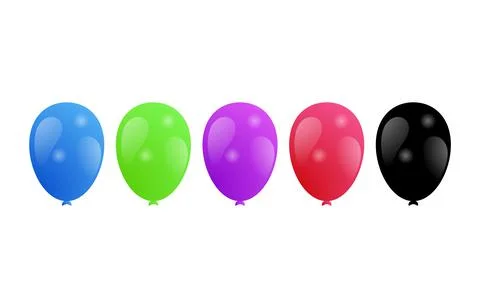 Balloon set. Vector illustration of shiny colorful glossy balloons. Realistic Stock Illustration