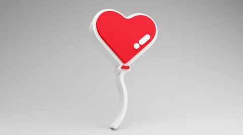 Balloon in shape of heart. 3d render icon. Stock Illustration