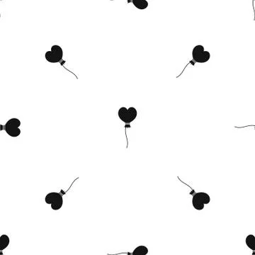 Balloon in the shape of heart pattern seamless black Stock Illustration