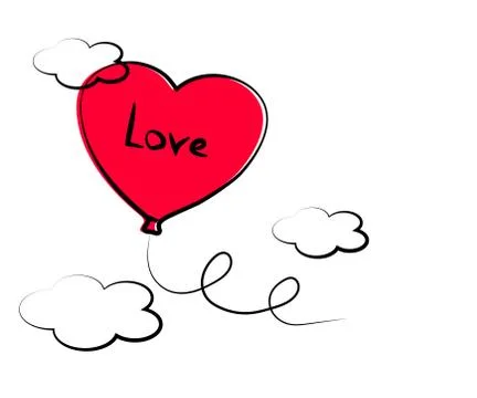 Balloon in the shape of a heart on a white background. Cartoon. Vector Stock Illustration