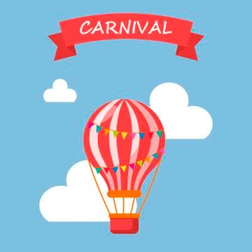 Balloon in the sky in the clouds, vector illustration, background, carnival Stock Illustration