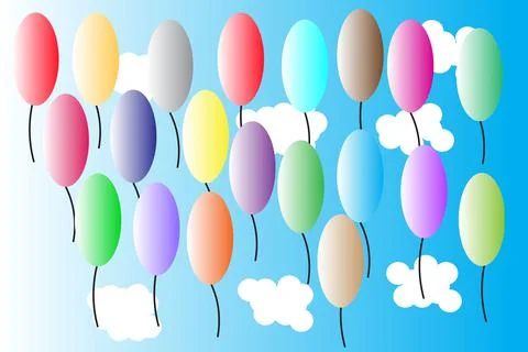 Balloon in sky Stock Illustration