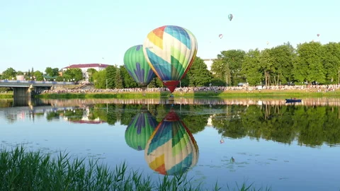 The balloon soars in the sky Stock Footage 113354105