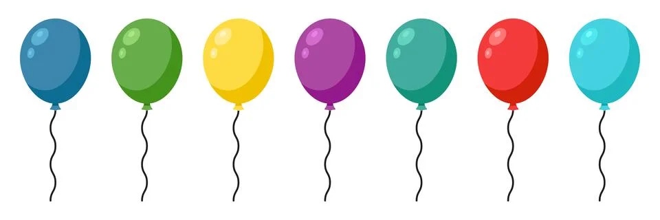 Balloon with string flying up in flat style. Helium ballon vector illustrat.. イラスト素材