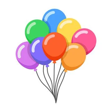 Balloon with string flying up in flat style. Helium ballon vector illustrat.. Stock Illustration