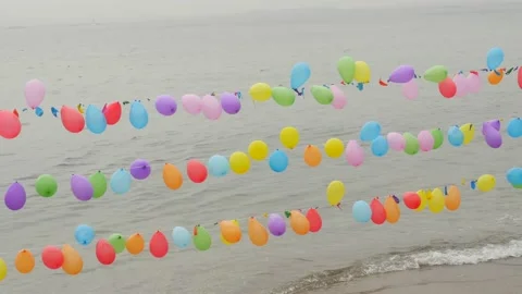 Balloon String Shooting Game near Marmara sea in Yalova Istanbul Turkey Stock Footage 153518181