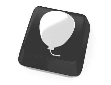 Balloon symbol in white on black computer key. 3d illustration. isolated back Illustrazione stock